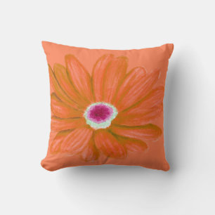 Coral Summer Flower Throw Pillow