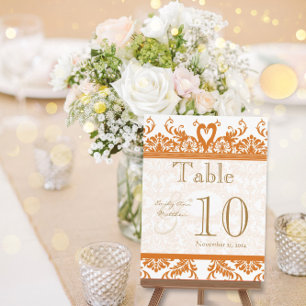 Coral Swan Damask Table Number Postcard