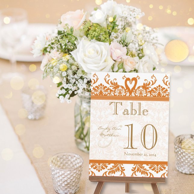 Coral Swan Damask Table Number Postcard (Creator Uploaded)