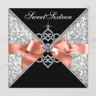 Coral Sweet 16 Birthday Party Invitations