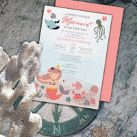 Coral Sweet Little Mermaid Sea Girl Baby Shower In