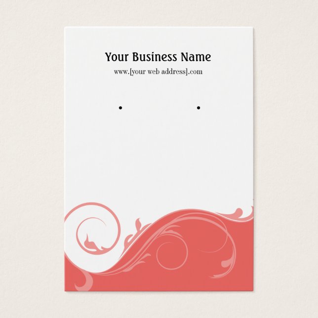 Coral Swirl Custom Earring Display Card (Front)