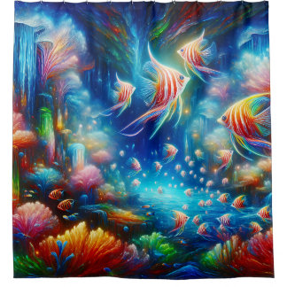 “Coral Symphony Serenity” Shower Curtain