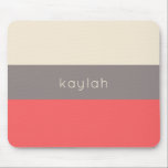 Coral Taupe Beige Colour Block Pattern with Name Mouse Pad<br><div class="desc">A trendy minimalist design with a tri-colour colour block pattern in coral,  taupe and sand beige. Personalise with your name or other desired text. This design is available in a variety of colour combinations.</div>