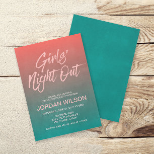 Coral Teal Bachelorette Girls' Night Out Invite