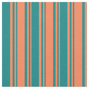 Coral & Teal Coloured Pattern Fabric