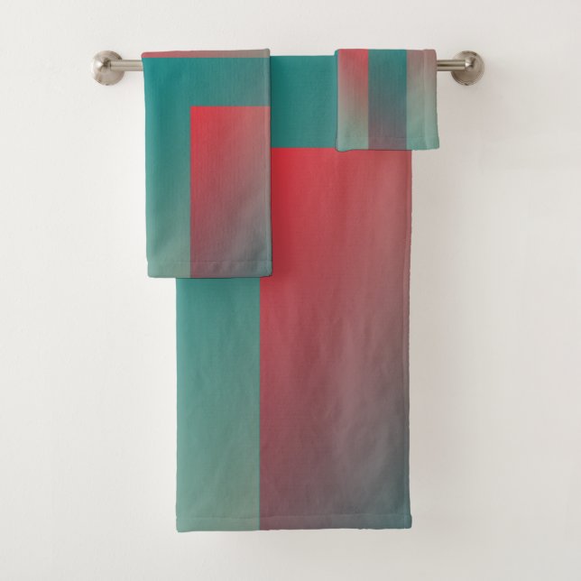 coral teal shades bath towel set (Insitu)