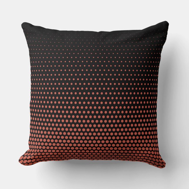 Coral Techno Dots Modern Black Cushion (Front)