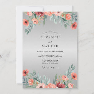 Coral Terracotta Wildflower Wedding Invitation
