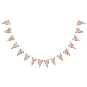 Coral textile design featuring intricate golden pa bunting