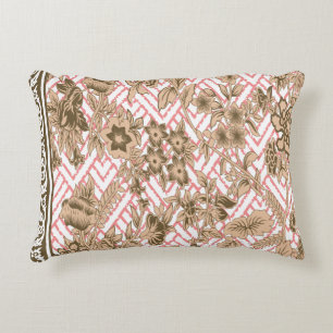 Coral textile design featuring intricate golden pa decorative cushion