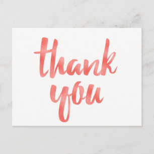 Coral thank you postcards