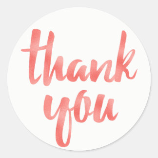 Coral thank you stickers, foil, round classic round sticker