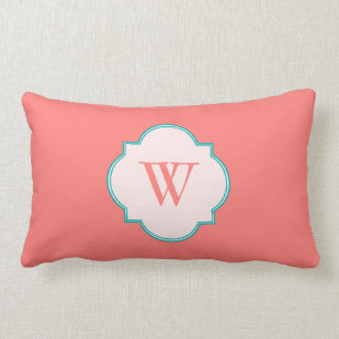 Coral throw monogram pillow