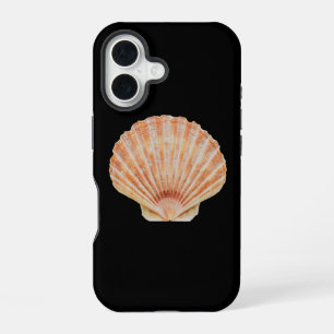 Coral Toned Scallop Shell Black iPhone 16 Case