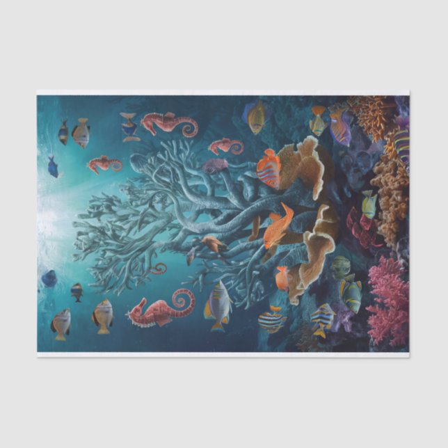 Coral Towers, Tropical Paradise, Underwater Dreams Tissue Paper (Front)