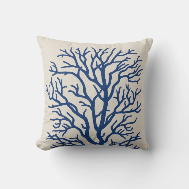 Coral Tree in Royal Blue Cushion (Front)