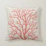 Coral Tree Nautical in Coral Pink Cushion<br><div class="desc">Coral Tree Nautical design in Coral Pink on Natural Canvas Look</div>