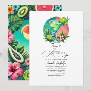 Coral, Turquoise and Lime Margs & Matrimony Bridal Invitation