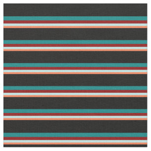 Coral, Turquoise, Dark Red, Teal & Black Coloured Fabric