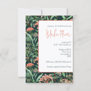 Coral & Turquoise Milkweed Floral Bridal Shower Invitation