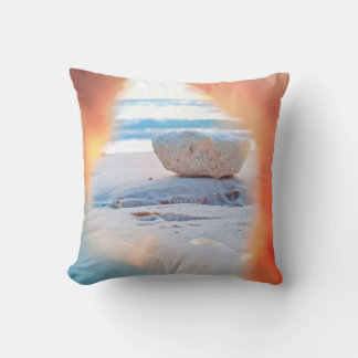 Coral View Beach Vibes Throw Pillow