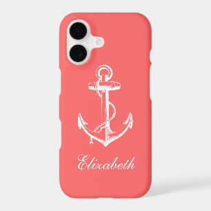 Coral Vintage Anchor Monogram