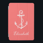 Coral Vintage Anchor Monogram iPad Mini Cover<br><div class="desc">Cute girly trendy chic nautical vintage anchor illustration personalised with your custom monogram name or initials. Click the Customise It button to change monogram fonts and colours to create a unique one of a kind design.</div>