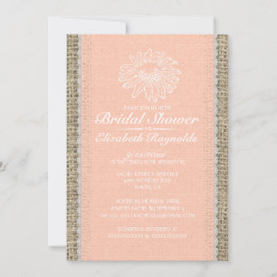 Coral Vintage Lace Bridal Shower Invitations