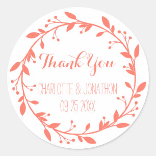 Coral Vintage Thank You Wedding Favour Tags