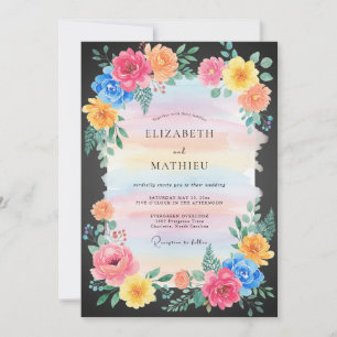 Coral Vivid Blossom Wedding Invitation