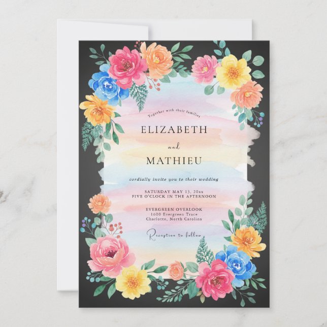 Coral Vivid Blossom Wedding Invitation (Front)