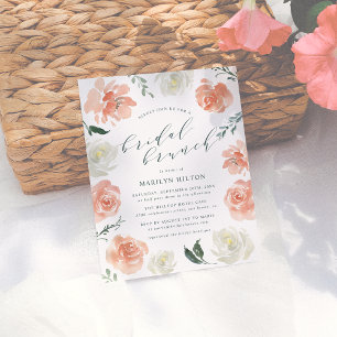 Coral Watercolor Floral Bridal Brunch Shower Invitation Postcard