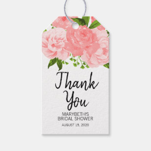 Coral Watercolor Floral Bridal Shower Gift Tags