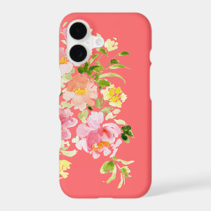 Coral watercolor floral peony garden iPhone case