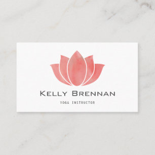 Coral Watercolor Lotus Yoga Reiki Photo Business Card