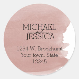 Coral Watercolor Personalised  name and address Classic Round Sticker