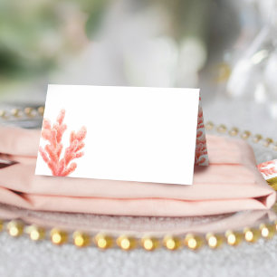 Coral watercolor red orange wedding place cards