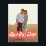CORAL WATERCOLOR SPLASH | SAVE THE DATE POSTCARD<br><div class="desc">CORAL WATERCOLOR SPLASH | SAVE THE DATE POSTCARD 
 Modern and whimsical save the date postcard featuring watercolor splash and retro script. Other colours and similar items can be found in my store.</div>