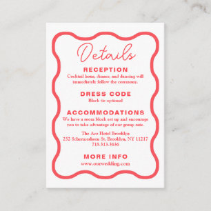 Coral Wavy Retro Wedding Enclosure Card