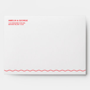 Coral Wavy Retro Wedding Envelope