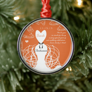 Coral Wedding Gown Bridesmaid-You Choose Colour Metal Tree Decoration