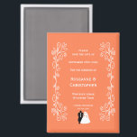Coral Wedding Save The Date Magnet Bride Groom<br><div class="desc">Coral coloured wedding save the date magnet black and white bride groom design. You can customise this coral coloured wedding save the date magnet with your own wedding details. Should you require any help with customising then contact us through the link on this page. Black and white bride and groom...</div>