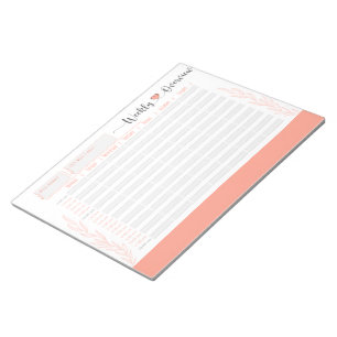 Coral Weekly planner and organiser, hour by hour M Notepad