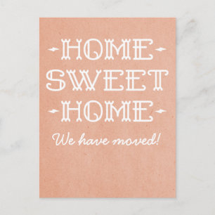 Coral Whimsical Home Sweet Home Postcard