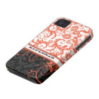 Coral White Black Personalised Damask iPhone Skin