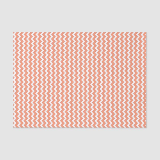 Coral White Chevron Pattern Tissue Paper (Front)