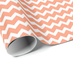 Coral White Chevron Pattern Wrapping Paper