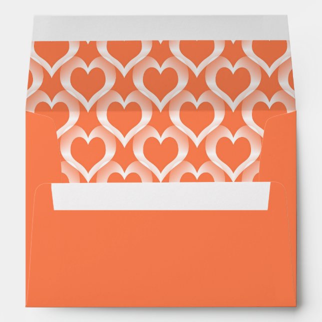 Coral White Hearts Pattern Envelope (Back (Bottom))