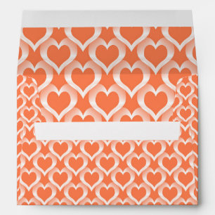 Coral White Hearts Pattern Envelope